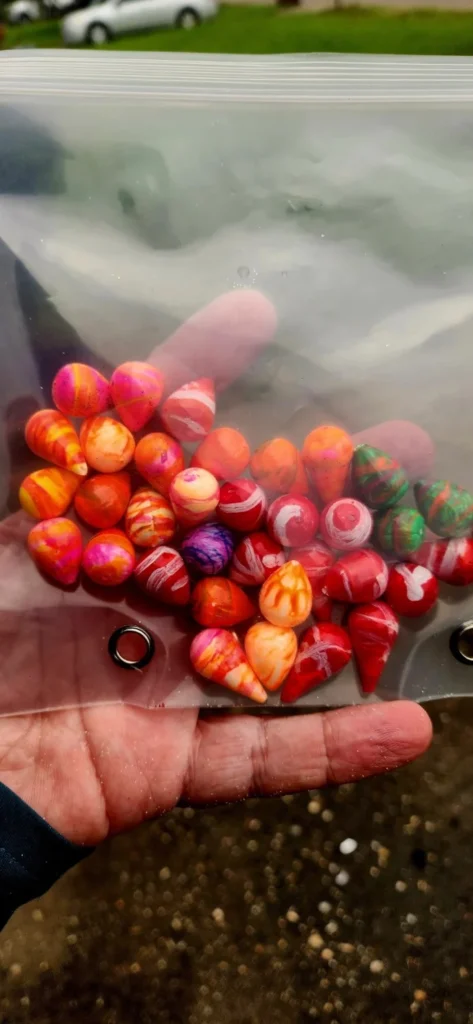 A collection of Rich’s multicolored floats